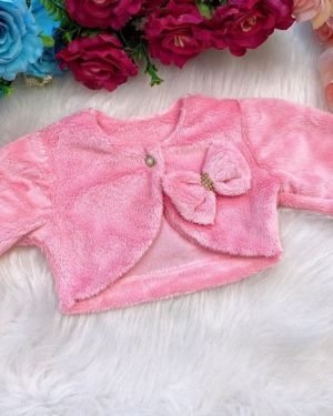 Bolero Rosa Chiclete com Enfeite de Lacinho