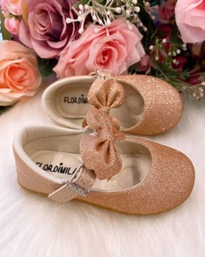 Sapatilha Flor Di Mila Bronze Gliter