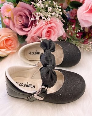 Sapatilha Flor Di Mila Preto Gliter