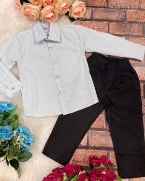 Conjunto Meninos Kanga Social Samuel Verde Calça Preta