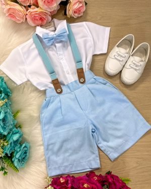 Conjunto Kanga Social Miguel Azul Bebe Shorts Suspensorio