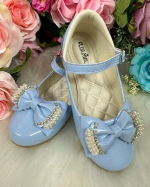 Sapatilha Flor di Mila Azul Bebe Perolas Neide