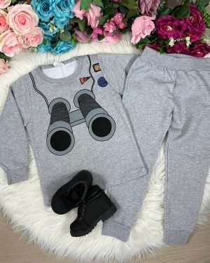 Conjunto Inverno Taita Kids Menino Binoculos Cinza