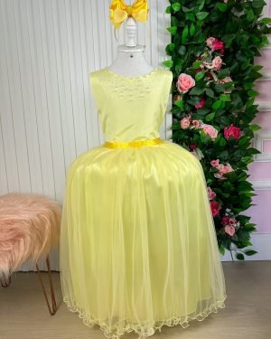 Vestido Infantil Enjoy Longo Regata Amarelo