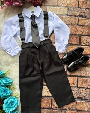 Conjunto Miss Cherry Meninos Social João Preto Suspensorio C