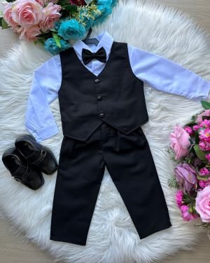 Conjunto Miss Cherry Social Leonardo Colete Preto