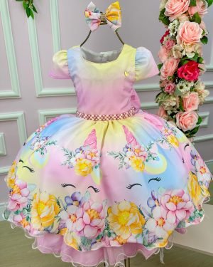 Vestido Mimadine Unicornio Colorido - Arco Iris