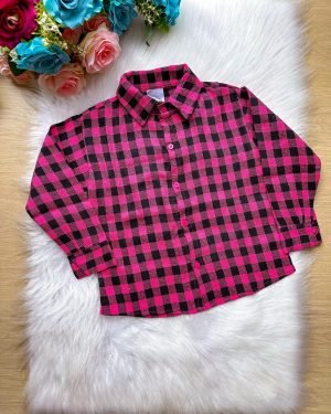 Camisa Xadrez Pink Flanela/Flanelada Junina Derik
