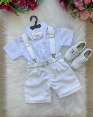 Conjunto Miss Cherry Meninos Social Shorts Ravi Branco