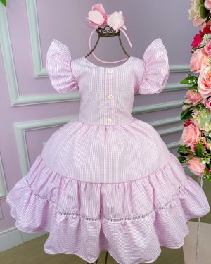 Vestido Junino Banana Club Modinha Rosa Bebe