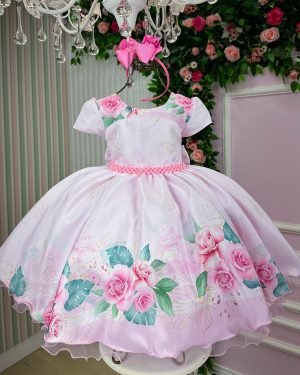 Vestido Giovanella/Giovanela Jardim das Borboletas Rosa Bebe