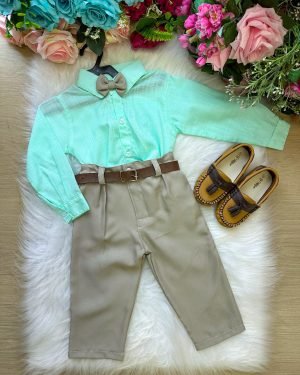 Conjunto Masculino Miss Cherry Social Verde Linho com Calça