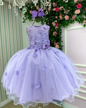 Vestido Juvenil Vila Lele Regata Flores Lilas