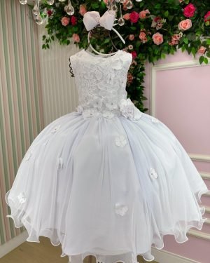 Vestido Juvenil Vila Lele Regata Flores Branco