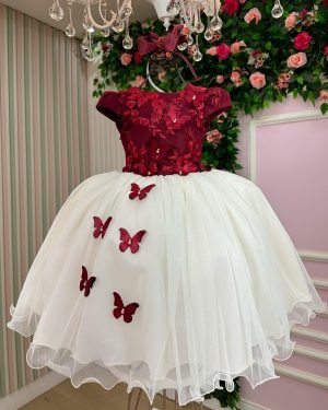 Vestido Juvenil - Midi Vila Lele Sabrina Marsala e Off