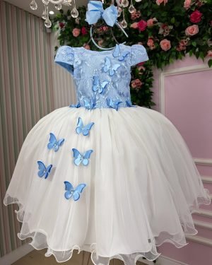Vestido Juvenil – Midi Vila Lele Sabrina Azul Bebe e O