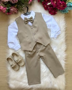 Conjunto Miss Cherry Social Leonardo Colete Bege – Mar