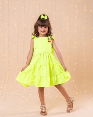 Vestido Blogueirinha Verde Neon Cerejinha