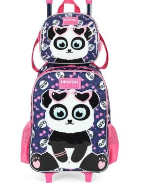 Kit Mochila Rodinhas + Lancheira Pandinha