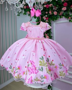 Vestido Giovanella/Giovanela Jardim das Borboletas Rosa Carl