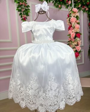 Vestido Enjoy Longo Dani Branco Rendado