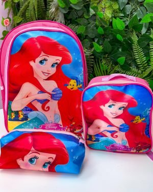 Kit Mochila de Costas + Lancheira + Estojo A Pequena Sereia