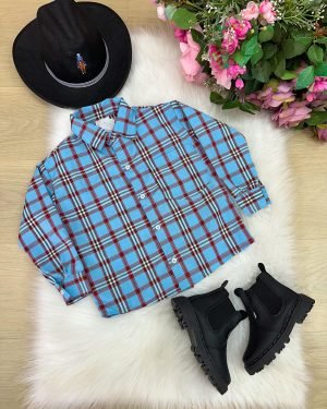 Camisa Xadrez Heitor Azul e Vermelho Junina