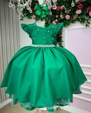 Vestido Ysa Kids Francine Verde Bandeira