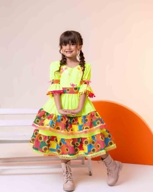 Vestido Junino Banana Club Luxo Roça Animada