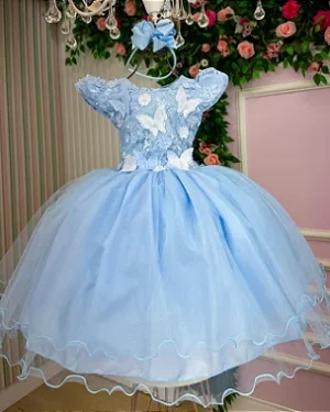 Vestido Marie Jardim Encantado Azul Bebê