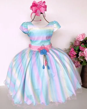 Vestido Infantil Bella Child Colorido Arco Iris