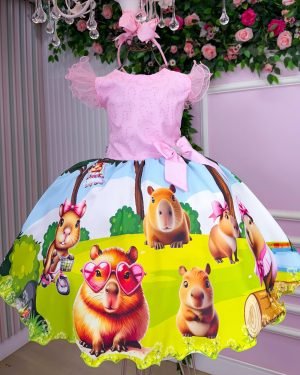 Vestido Temáticos Infantil Luxo Capivara