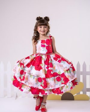 Vestido Giovanella/Giovanela Tres Marias Floral Vermelho Mar
