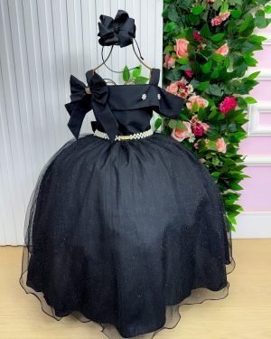 Vestido Banana Club Longo Doce Elegancia Preto
