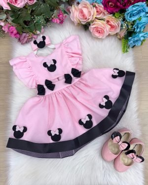 Romper/Vestido Princesa Belli Minnie/Minie Rosa Modelo 2