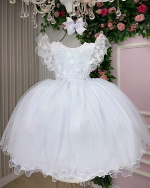 Vestido Infantil Menina Bonita Angelie Branco