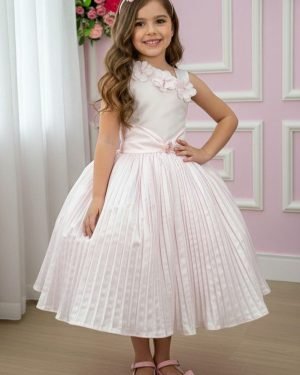 Vestido Lorenzetti Rosa Bebe Peito Flores