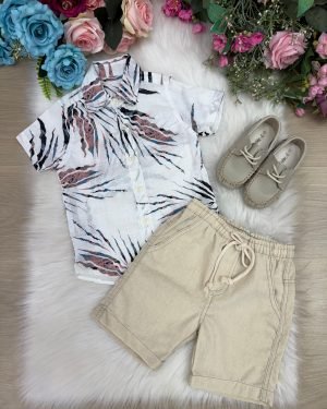 Conjunto Meninos Lucas Banana Club Shorts Linho