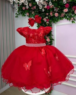 Vestido Marie Maite Jardim Encantado Vermelho
