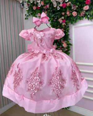 Vestido Marie Marcelina Jardim Encantado Rosa Chiclete