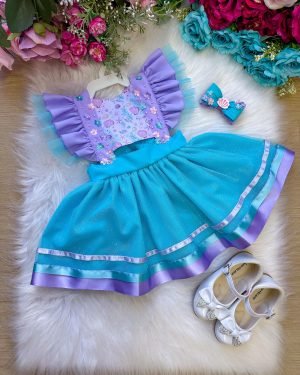 Romper/Vestido Princesa Sereia – Fundo do Mar Lilas e