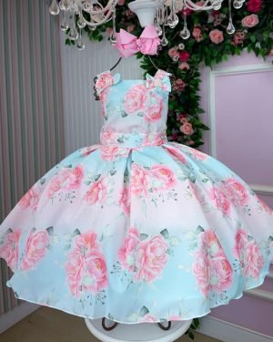 Vestido Mini Miss Lorena Florido Azul Bebe