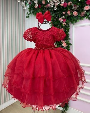 Vestido Bella Child Lavínia Vermelho