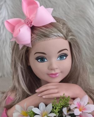 Laço Belli Bico de Pato Rosa Bebe Miolo de Perolas