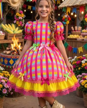 Vestido Junino Banana Club Luxo Quermesse Feliz