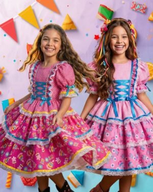 Vestido Bella Child Junino Quermesse Chique + Saiote