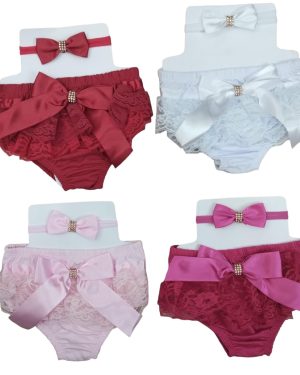 Kit Calcinha Bunda Rica C/ Faixa e Lacinho Strass Várias Cores