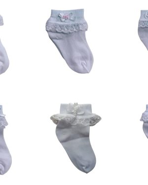 Meia Meninas Bebê Branca Vários Tipos de Apliques Poliamida