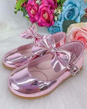 Sapatilha Doce Pe Laço Rosa Metalizado