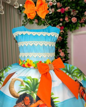 Vestido Infantil Temáticos Luxo Moana Modelo 2